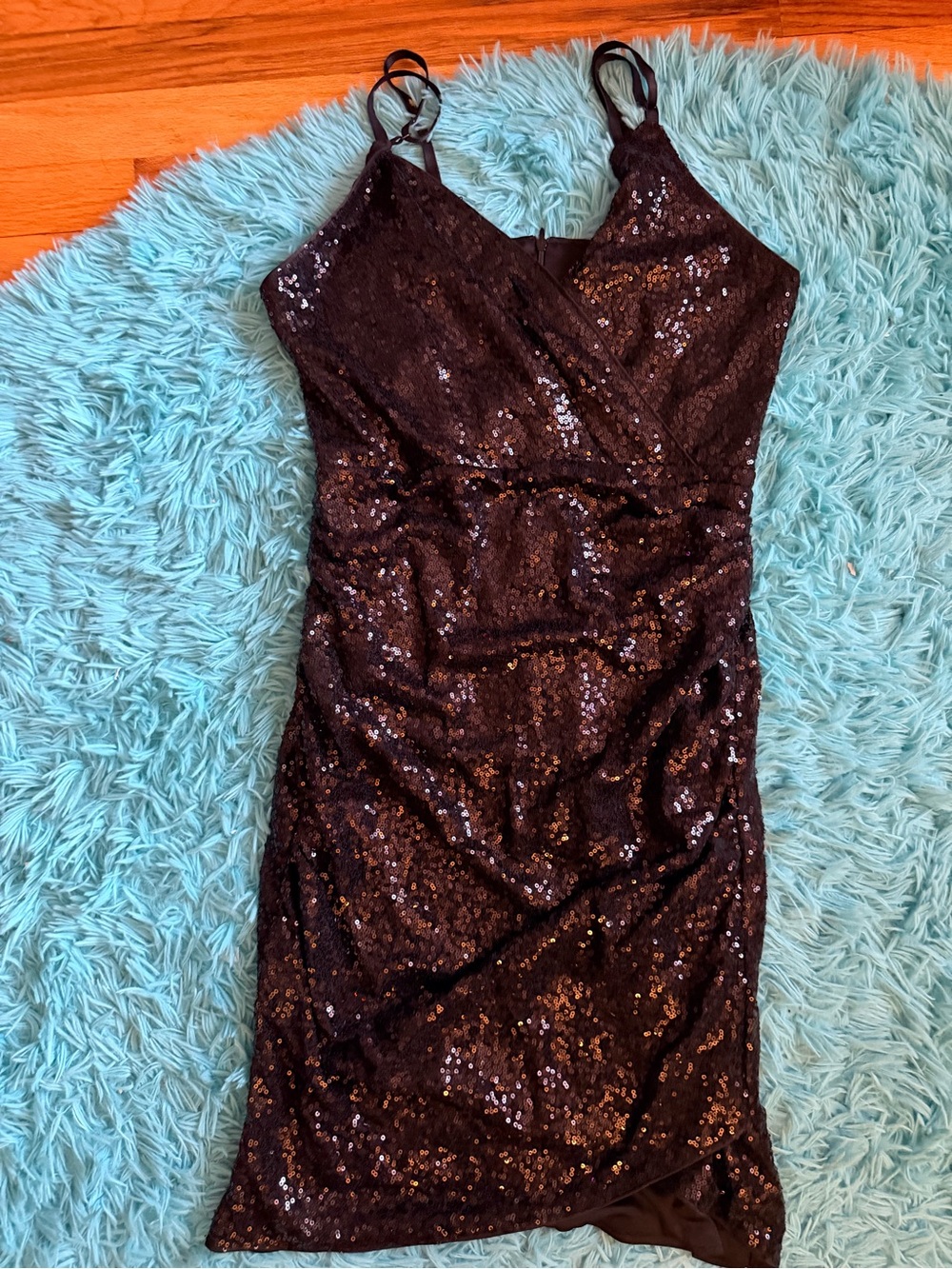 Black sequin midi cocktail dress
